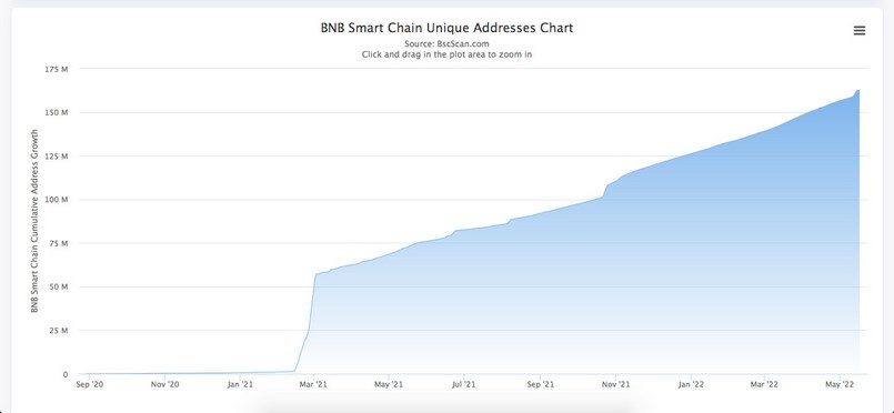 Cách kiểm tra số lượng Unique Addresses Chart trên mạng BSC